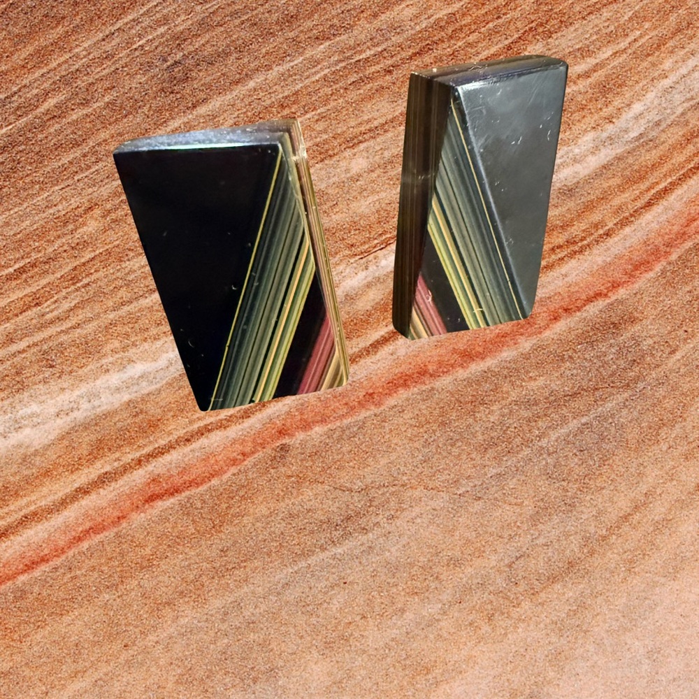Striped Rectangular Cufflinks - Picture 2 of 2